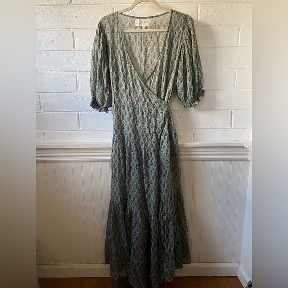 Daughters of India Zuri Wrap Maxi Dress M in Sage Sold Out Online! - Picture 11 of 11